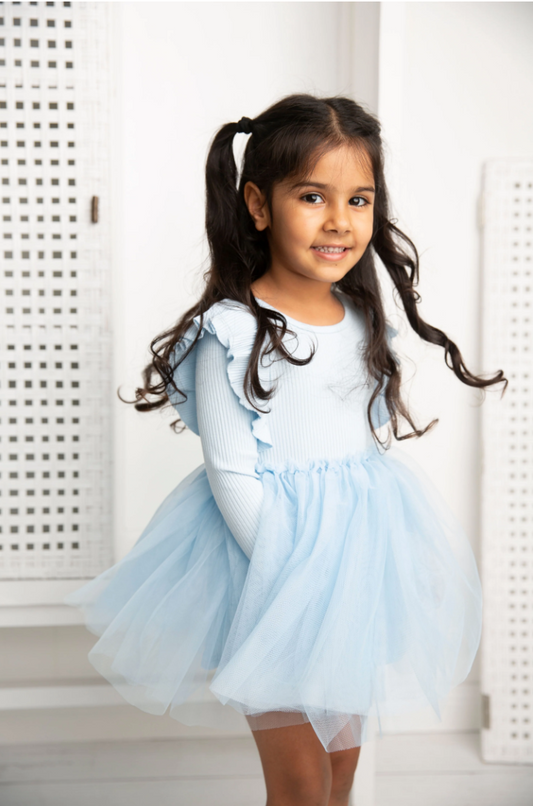 Winter Ribbed Frill Tutu - Powder Blue