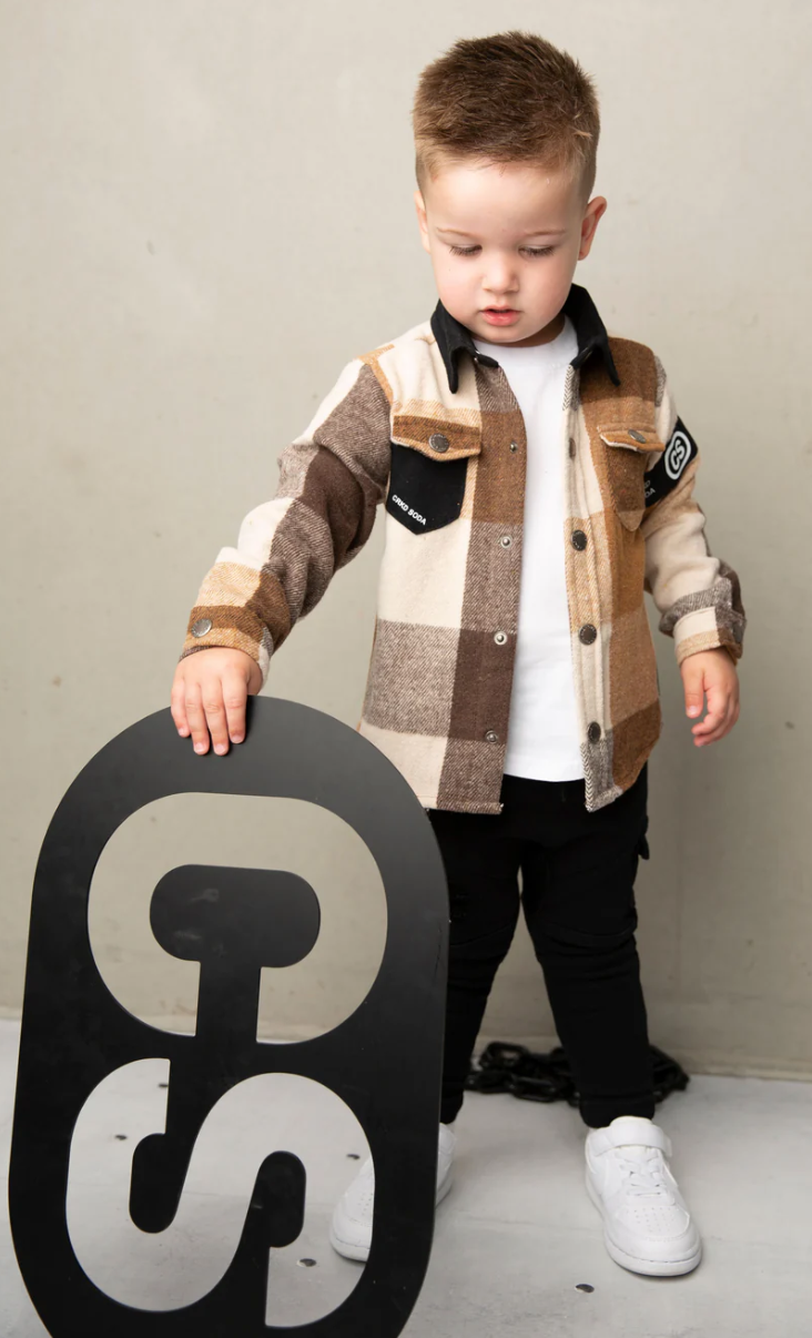 Albie Shirt Jacket - Biscuit Check
