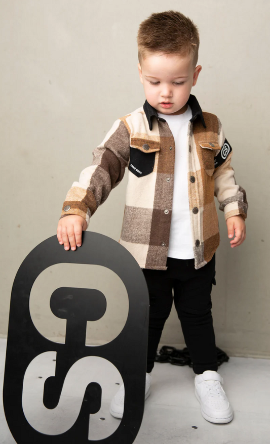 Albie Shirt Jacket - Biscuit Check