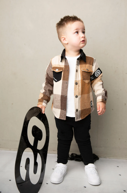 Albie Shirt Jacket - Biscuit Check