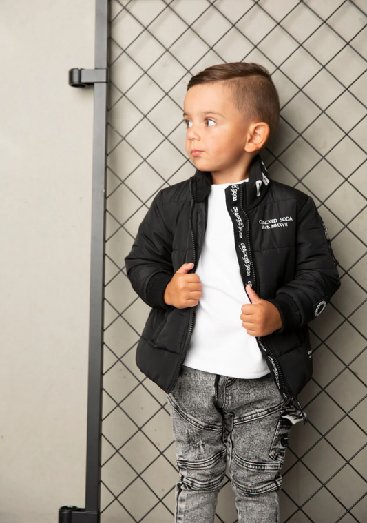 Zack Detailed Puff Jacket - Black