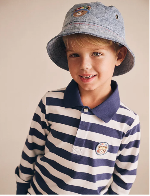 Stripe Polo Long Sleeve Tee