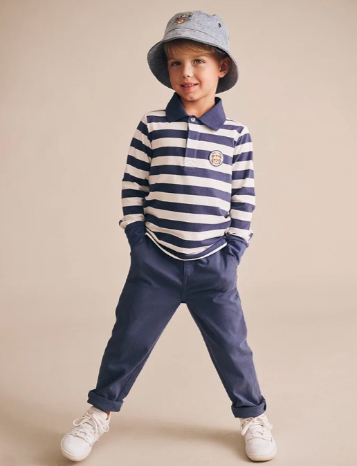 Stripe Polo Long Sleeve Tee