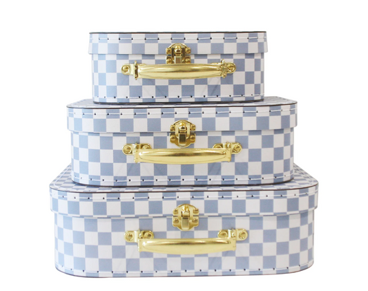 Kids Carry Case Set Blue Check