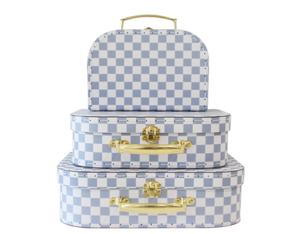 Kids Carry Case Set Blue Check