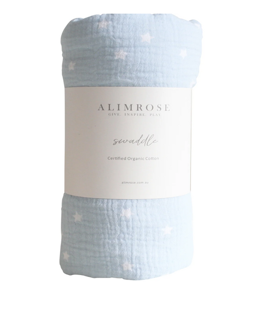 Muslin Swaddle Starry Night - Baby Blue