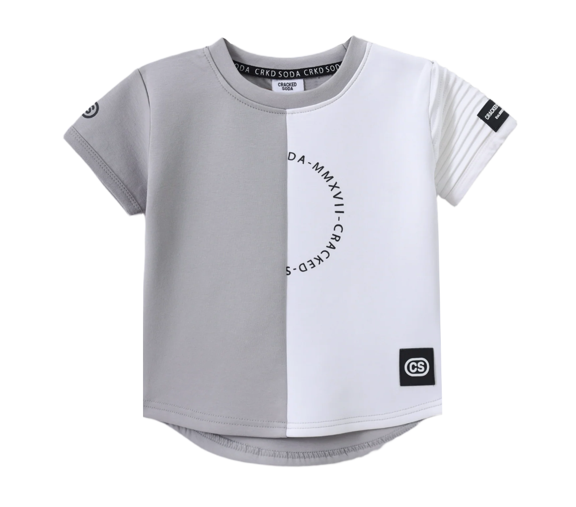 River Detail Sleeve Tee - Cloud/White