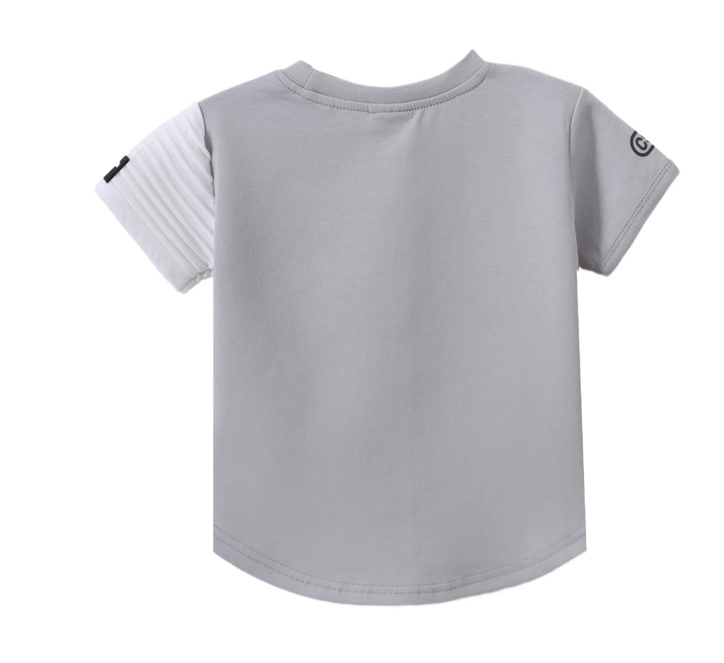 River Detail Sleeve Tee - Cloud/White