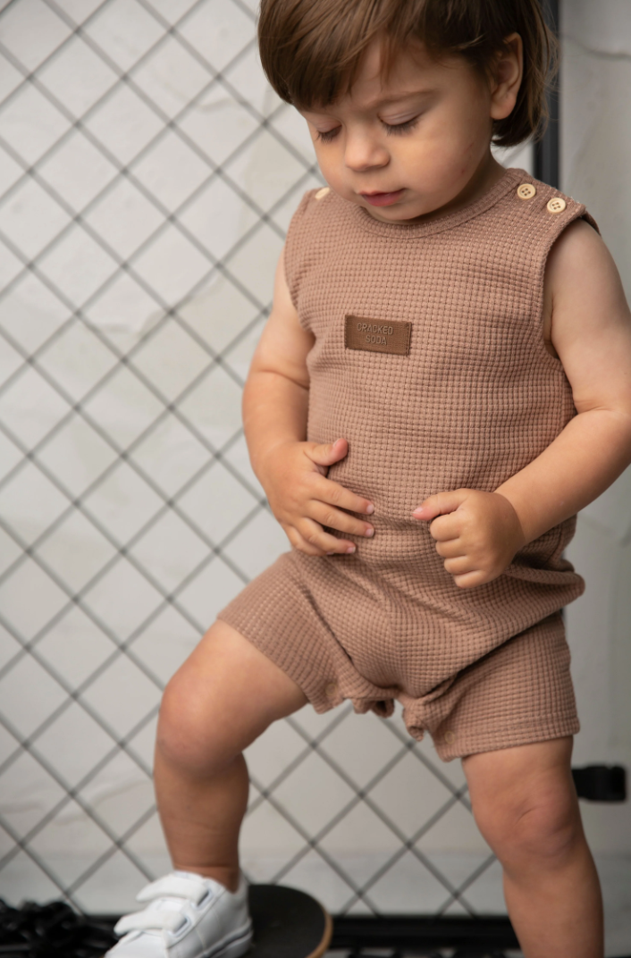 Dash Waffle Romper - Mocha