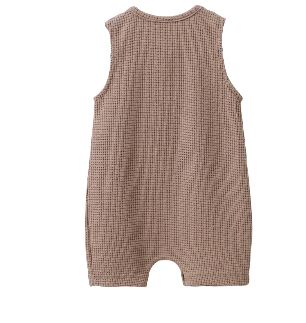 Dash Waffle Romper - Mocha