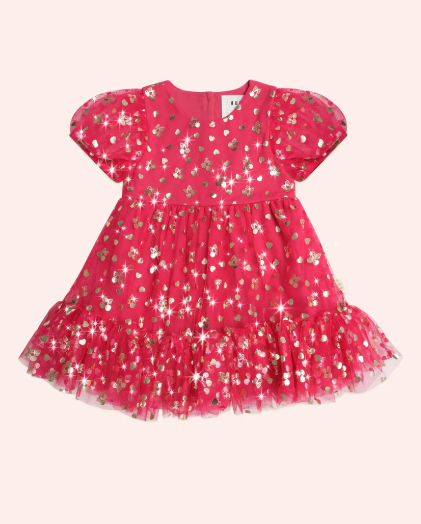 Golden Cherries Puff Sleeve Tulle