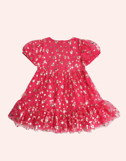 Golden Cherries Puff Sleeve Tulle