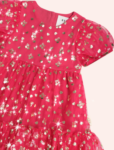Golden Cherries Puff Sleeve Tulle