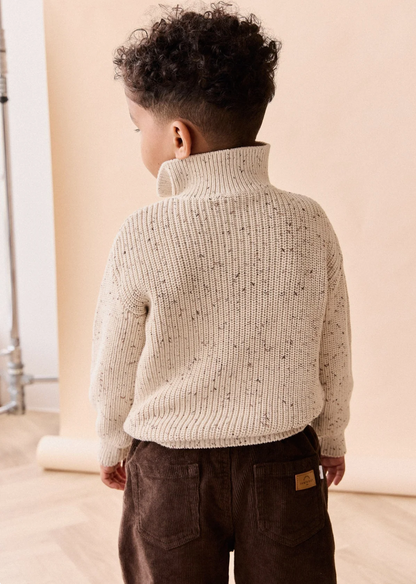 James Half Zip Jumper - Buff Fleck