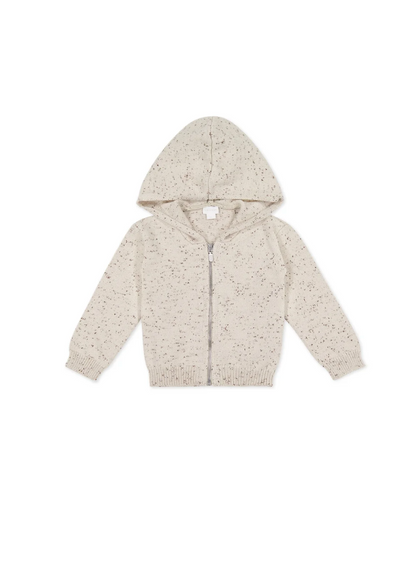 Dillon Knit Zip Hoodie - Oatmeal Shitake Dot
