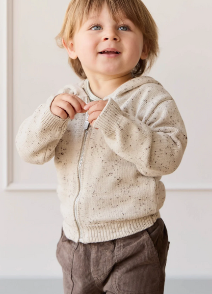 Dillon Knit Zip Hoodie - Oatmeal Shitake Dot