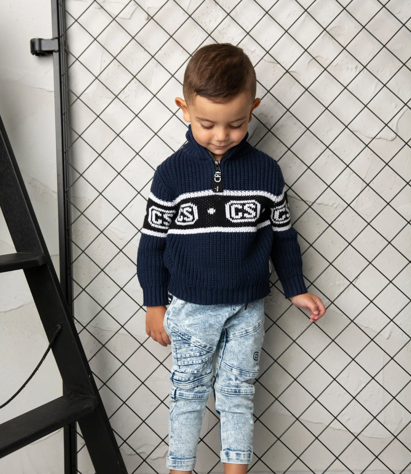 Zack Detailed Knit Jumper - Navy