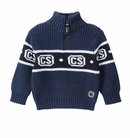 Zack Detailed Knit Jumper - Navy