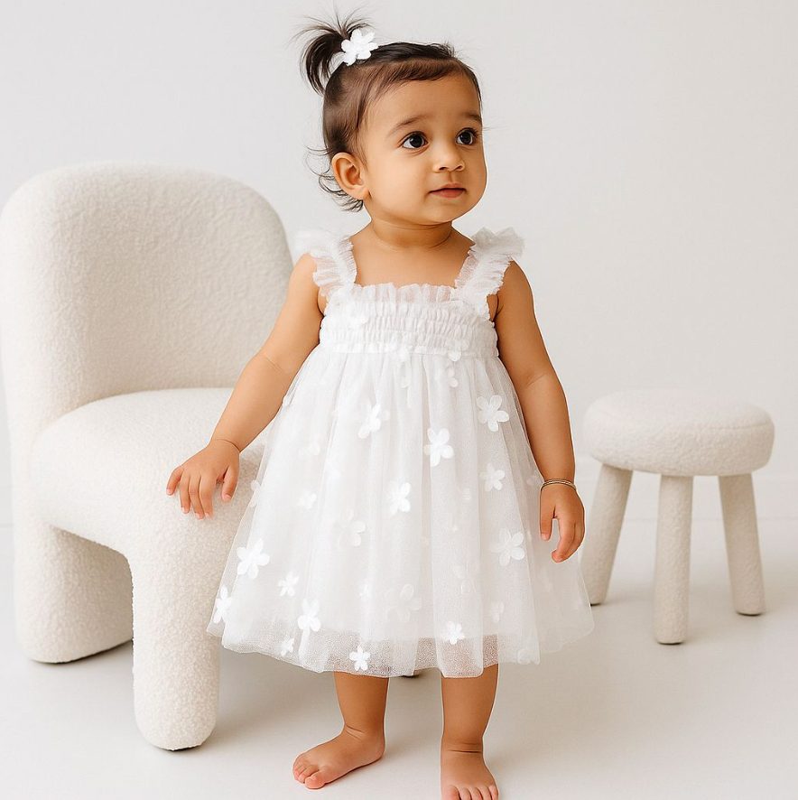 Floral Tulle Party Dress - Snow White