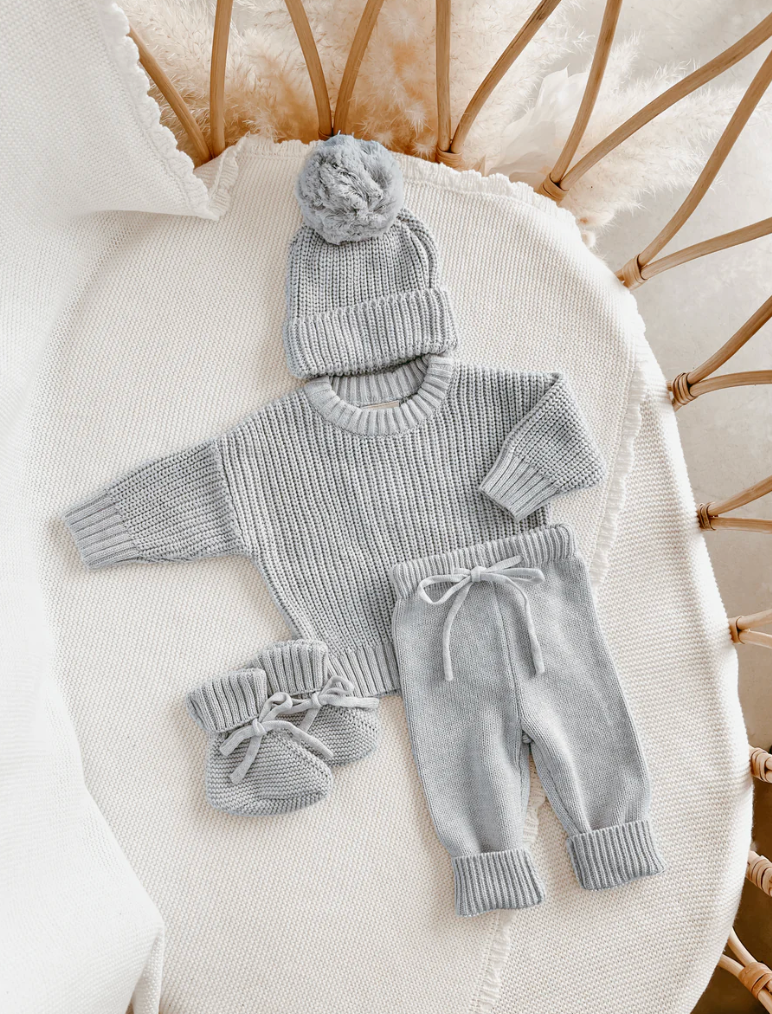 COMING SOON Mini Knit Booties - Powder Blue