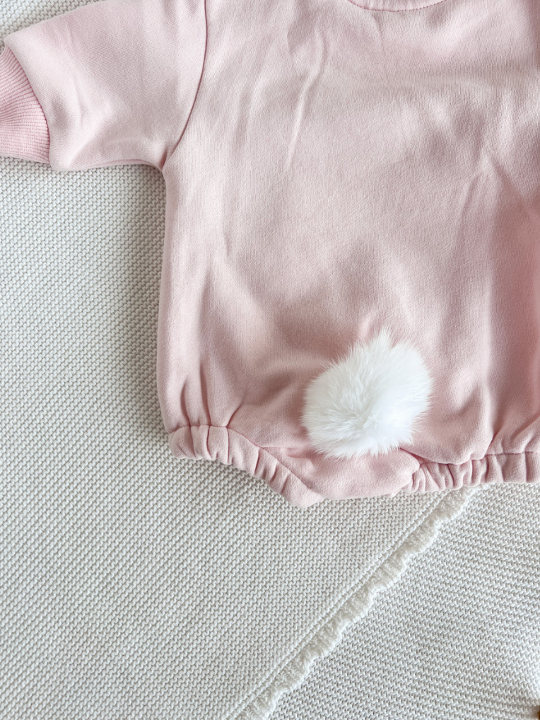 COMING SOON Cotton Tail Romper - Pink (Removable Tail)