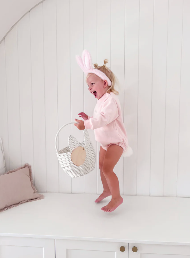 COMING SOON Cotton Tail Romper - Pink (Removable Tail)