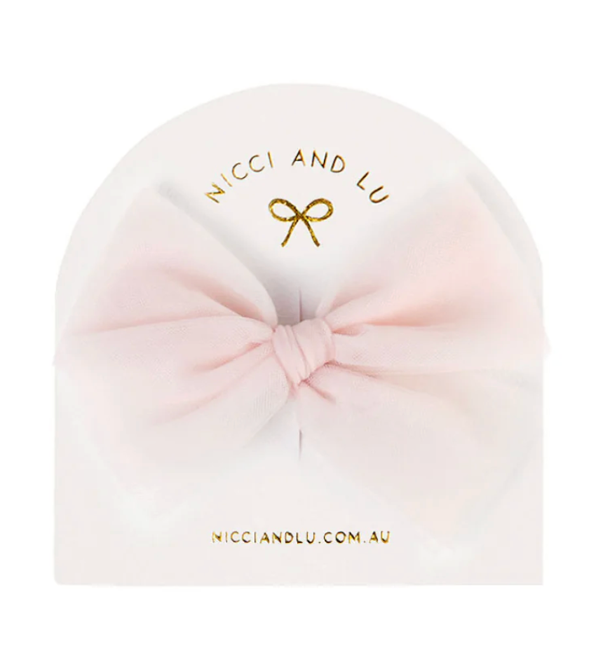 Tulle Bow Clip for Dolls - Ballet Pink