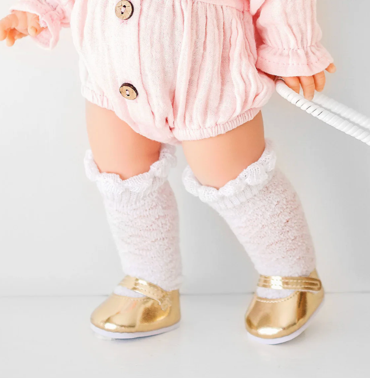 Lace Knee High Sock for Dolls - White