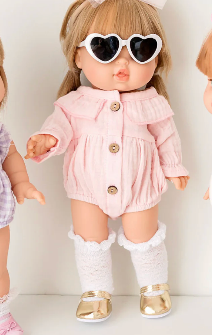 Lace Knee High Sock for Dolls - White