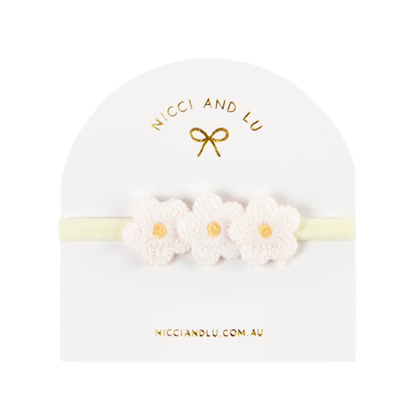 Soft Headband for Dolls - Trio White Daisy