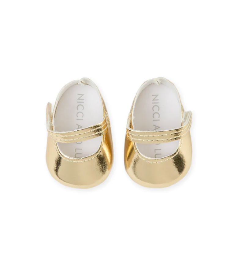 COMING SOON Mini Coletto Doll Shoes - Mary Jane Strap Gold