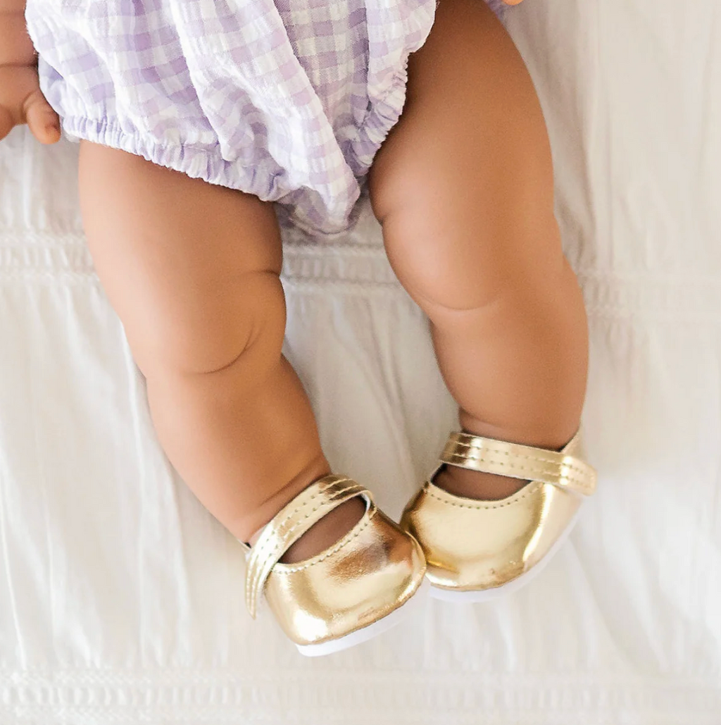 COMING SOON Mini Coletto Doll Shoes - Mary Jane Strap Gold