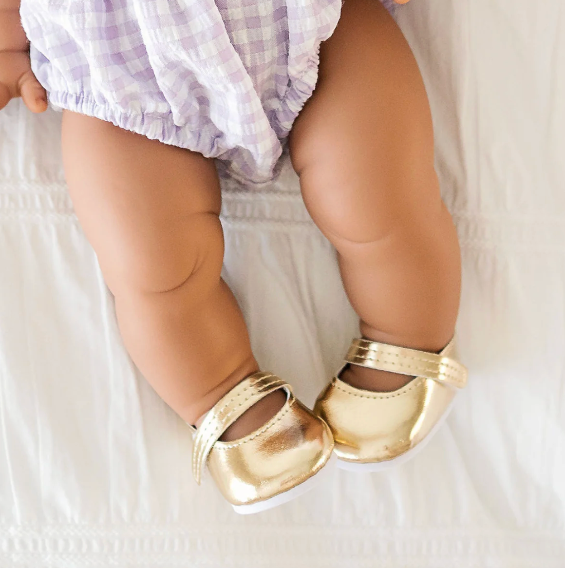 COMING SOON Mini Coletto Doll Shoes - Mary Jane Strap Gold