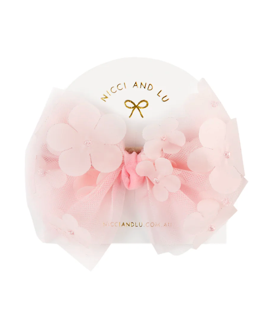 COMING SOON Tulle Bow Clip for Dolls - Soft Pink Delicate Flower