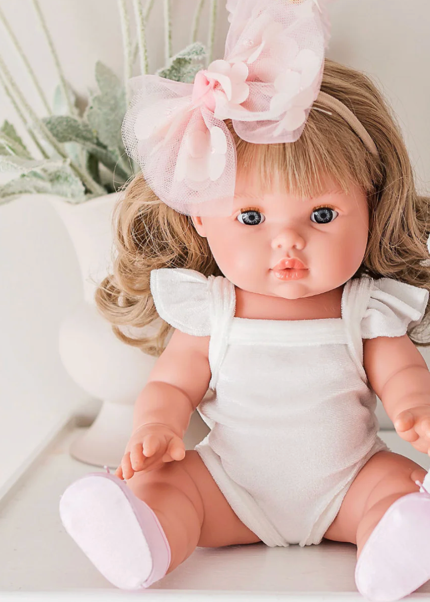 COMING SOON Tulle Bow Clip for Dolls - Soft Pink Delicate Flower