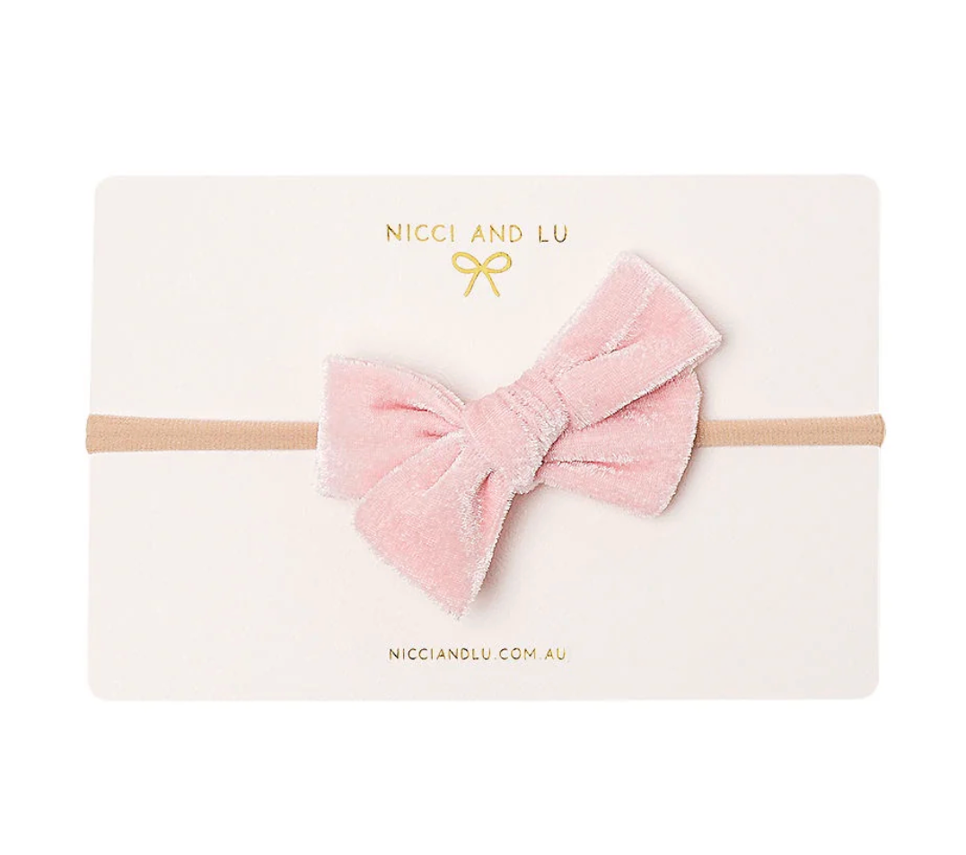 Soft Headband for Dolls - Velvet Bow Cotton Candy
