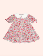 Festive Floral Frill Collar Dress