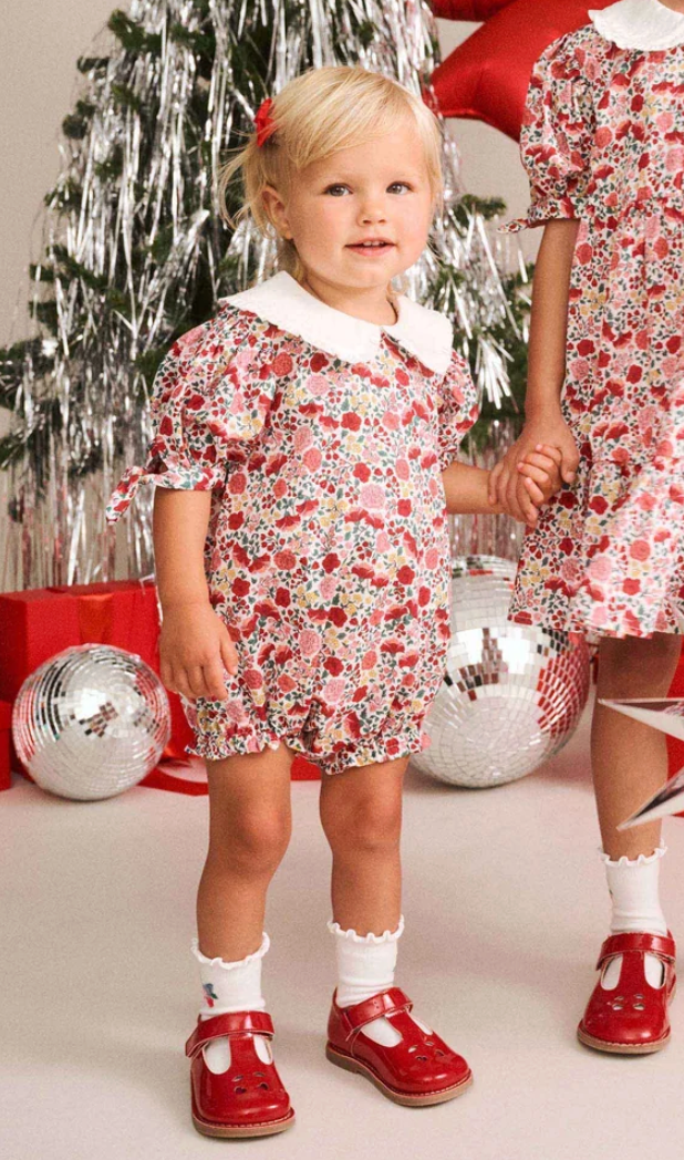 Festive Floral Frill Collar Bubble Romper