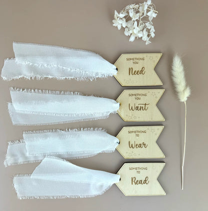 Christmas 'Something' gift tag set - White Ribbon