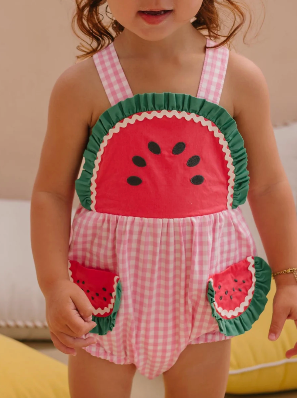 One-in-a-melon Check Romper