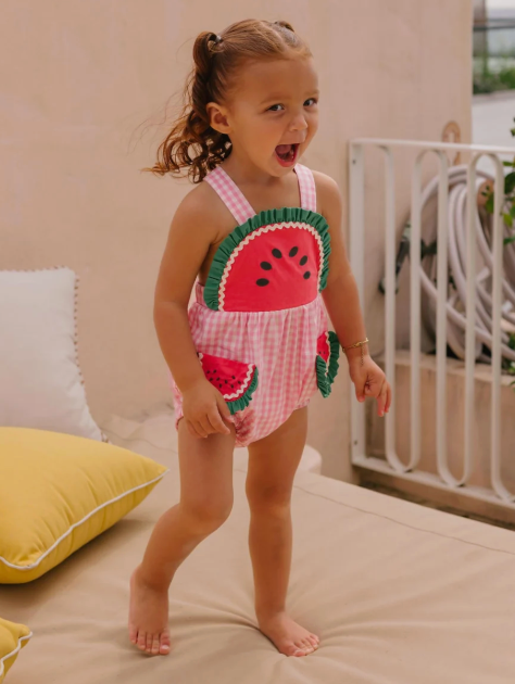 One-in-a-melon Check Romper