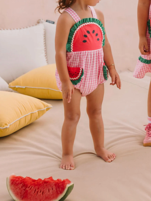 One-in-a-melon Check Romper
