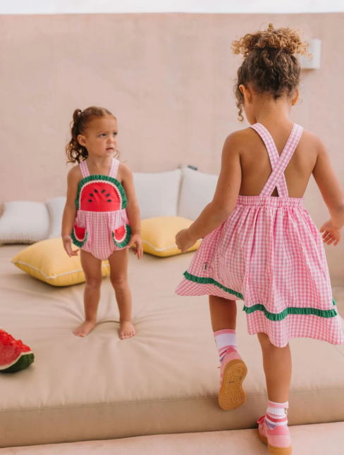 One-in-a-melon Check Romper