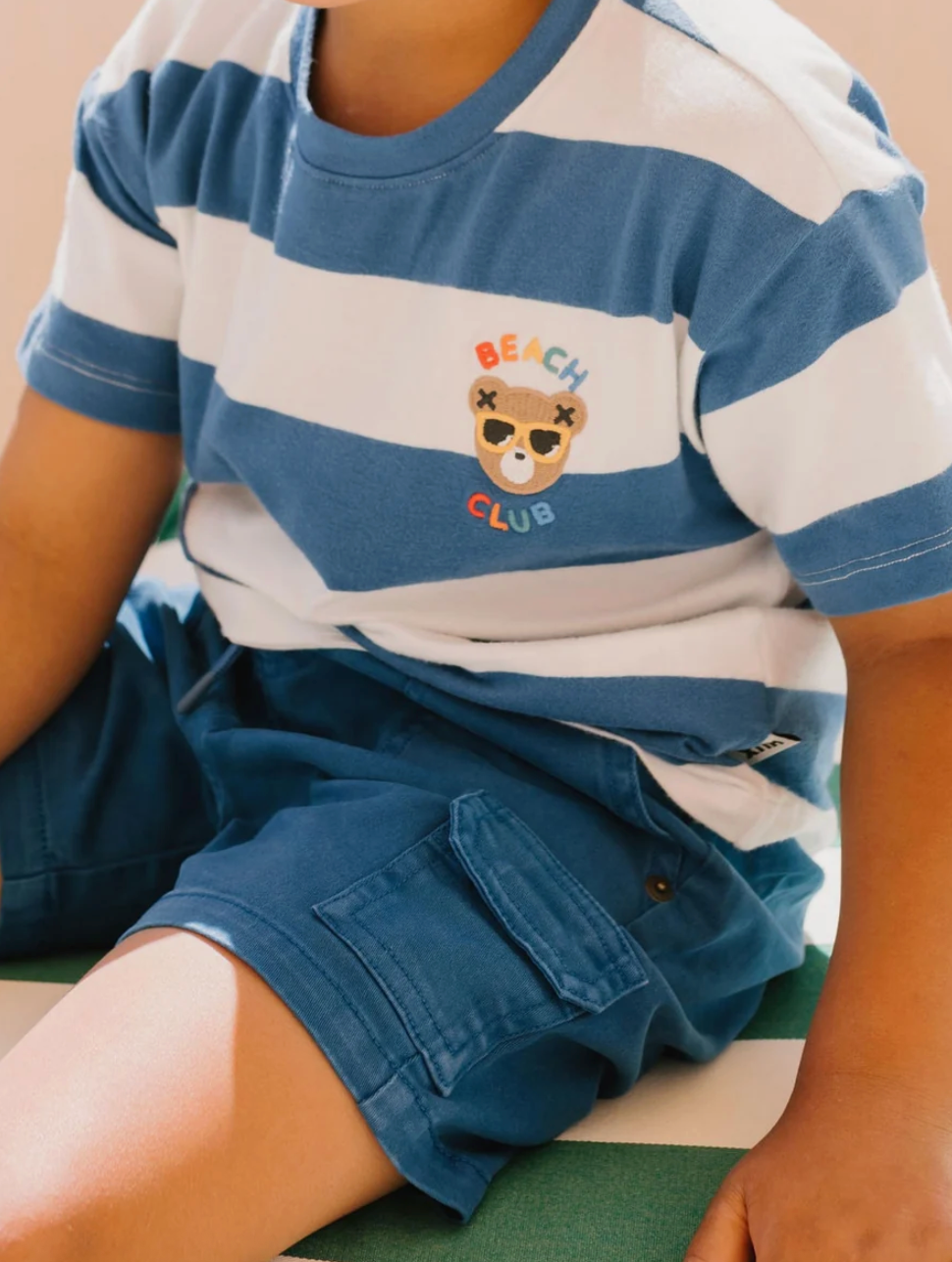 Beach Club Hux Block Stripe Drop Shoulder Tee