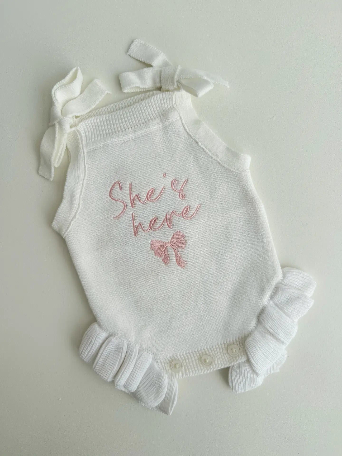 She's Here Bow - Tie Frill Romper