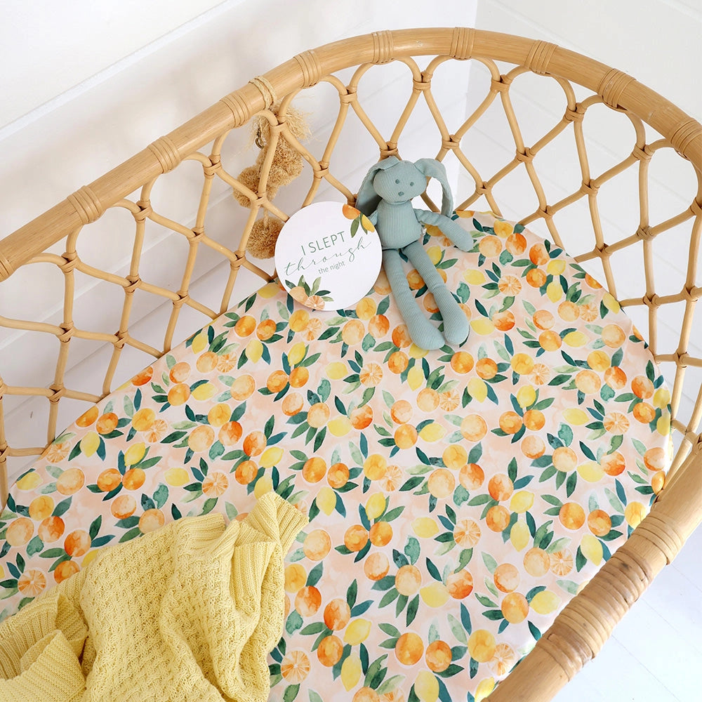 Sunny Citrus Organic Bassinet Sheet / Change Pad Cover
