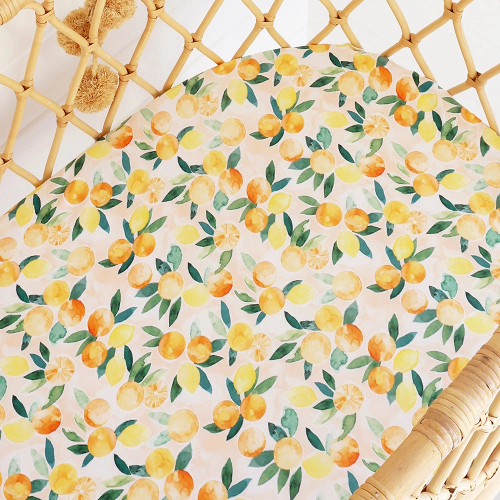 Sunny Citrus Organic Bassinet Sheet / Change Pad Cover