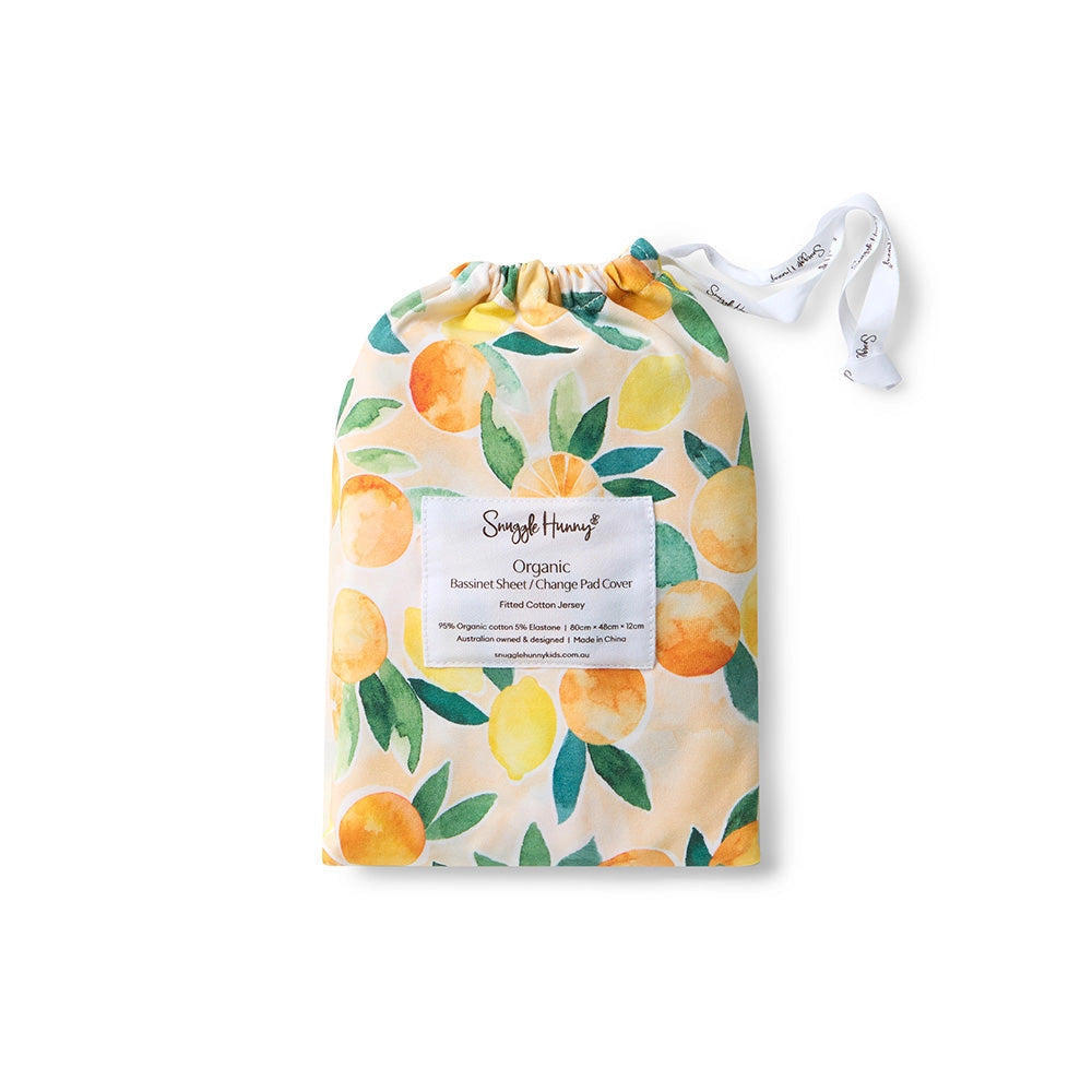 Sunny Citrus Organic Bassinet Sheet / Change Pad Cover