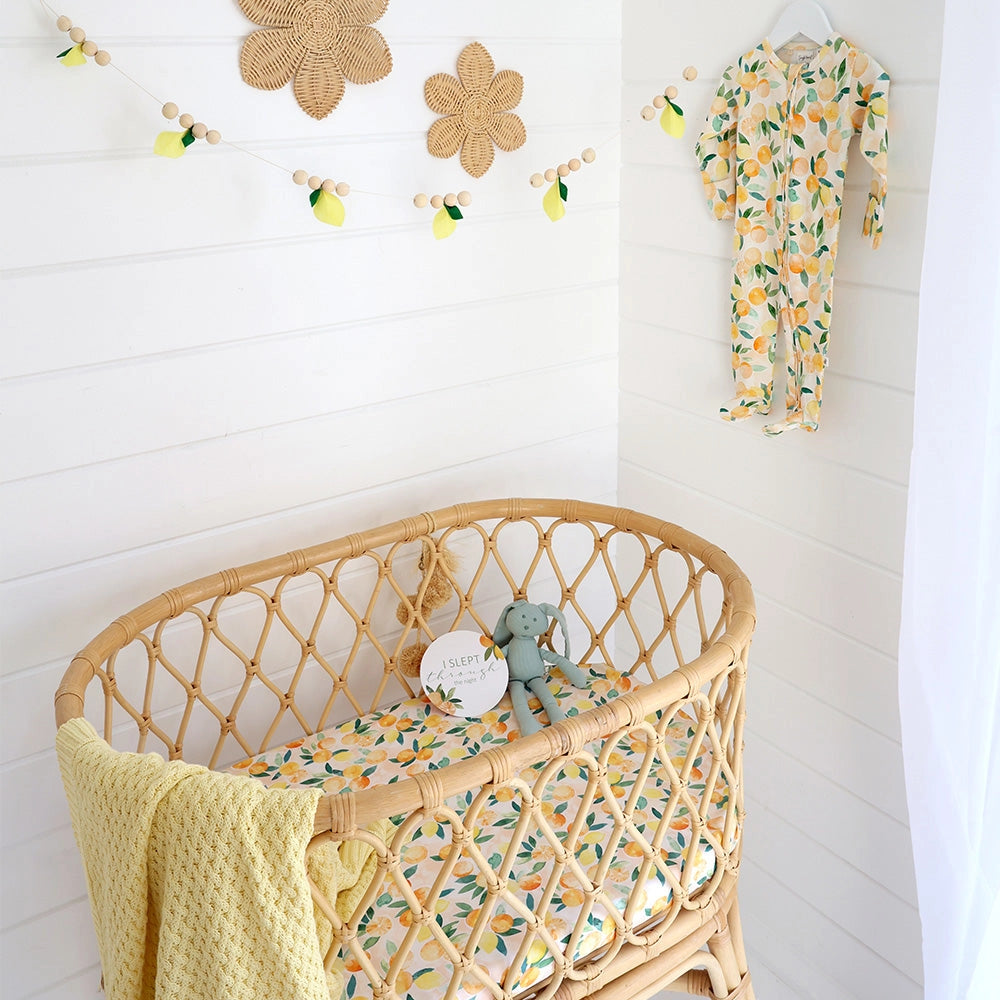 Sunny Citrus Organic Bassinet Sheet / Change Pad Cover