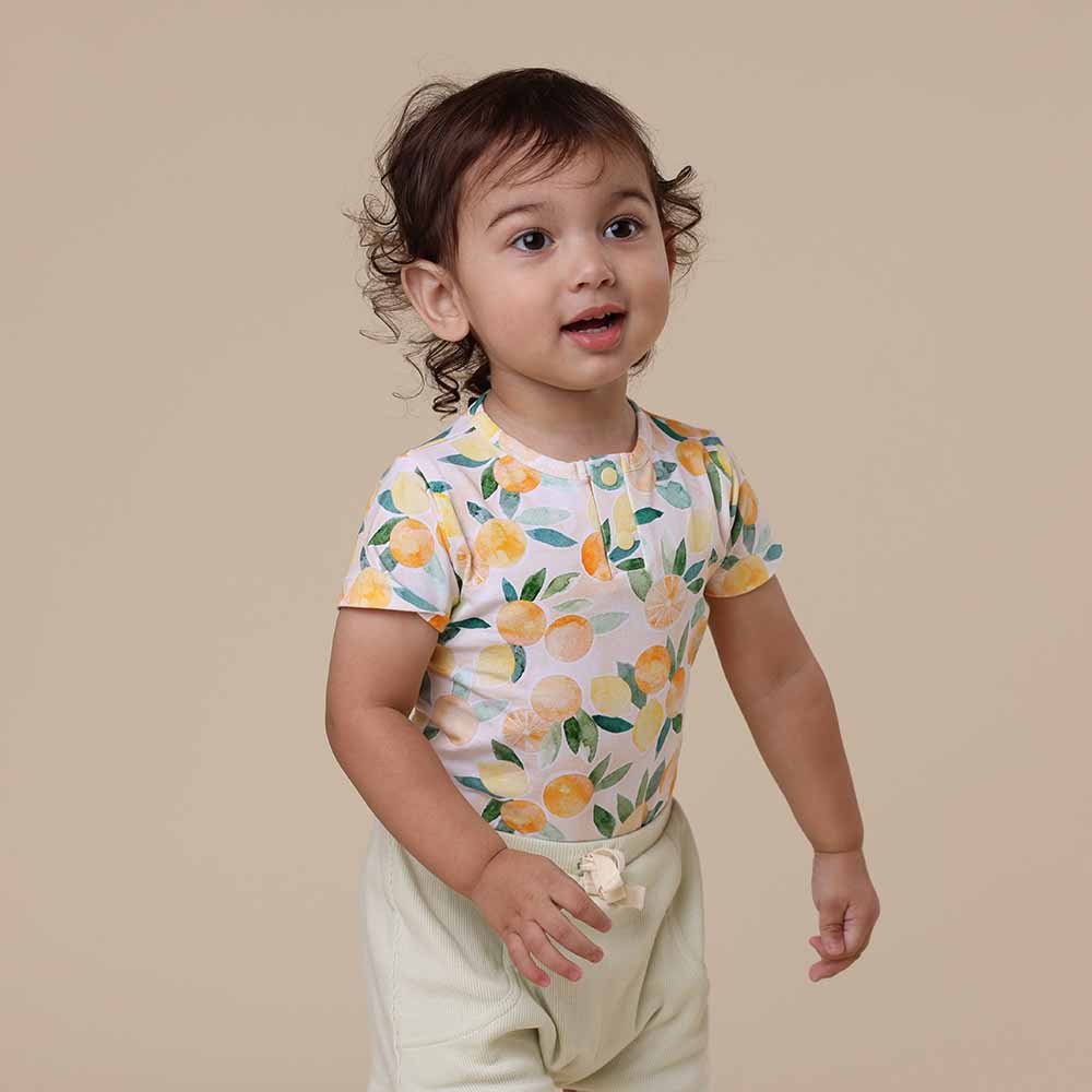 Sunny Citrus Short Sleeve Organic Bodysuit